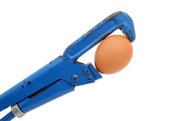 Fragile egg is in hard pipe wrench