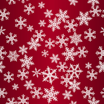 Snowflakes Red Seamless Pattern