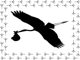 Stork with baby