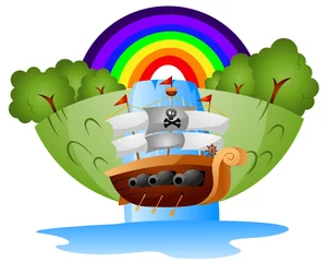 Stickers meubles Pirates Bateau pirate flottant