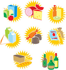 Set of icons with food and drinks