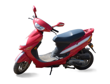 red new scooter on  white