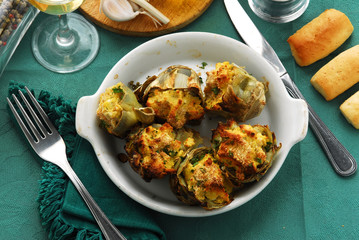 Carciofi al forno ripieni di ricotta e formaggio grana Contorni