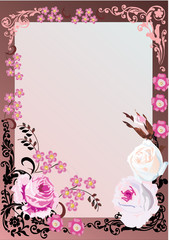pink floral frame with roses