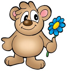 Bear with colorful flower