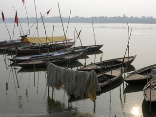 River taxis on the Ganges at Benares