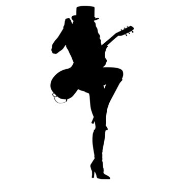 sexy girl with guitar silhouette vector