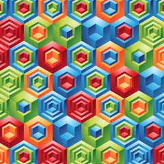 Three Dimensional colorful geometric cubes fun background