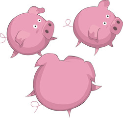 three pink pigs