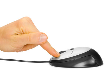computer mouse and finger