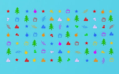 Forms on a paper background by a holiday of happy New year and C