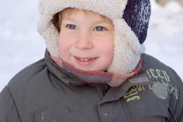 winter portrait of little boy