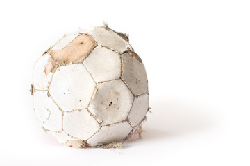 Old Soccer Ball on White