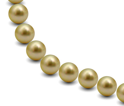 Golden Pearls Isolated on White Background