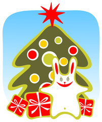 christmas rabbit and gifts