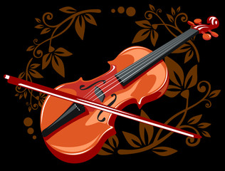 violin and floral pattern © Tatyana Okhitina