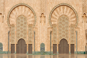 Detail of Hassan II Mosque in Casablanca, Morocco - obrazy, fototapety, plakaty