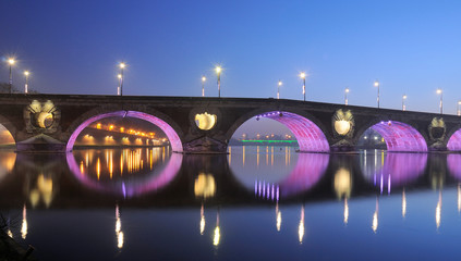 Le pont neuf illuminé à Toulouse