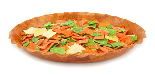 Noodles paste with carrots and spinach