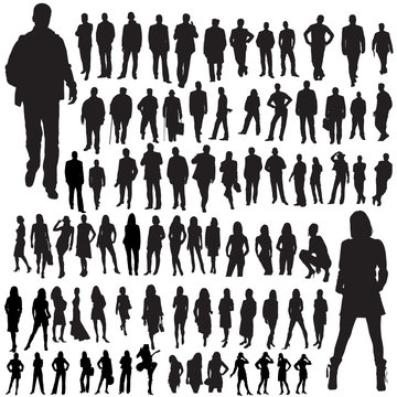 people mix vector silhouettes