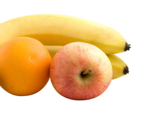 Close up of fruits isolated on white background