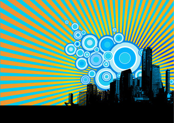 Illustration with colored background. Vector