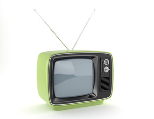 TV retro de 1970 en color verde aislada - 11162928