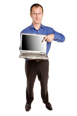 Homme d'affaire avec ordinateur portable
