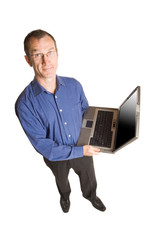 Homme d'affaire avec ordinateur portable