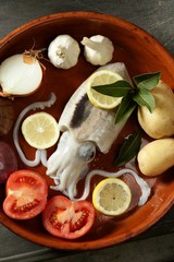 Cuttlefish uncooked, Squid Mediterranean seafood