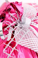 pink ribbon with bow isolated