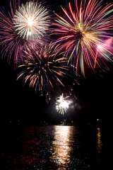Fireworks over water