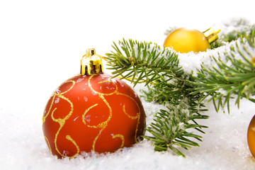 Christmas ball with snow