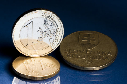 Euro with old Slovak koruna