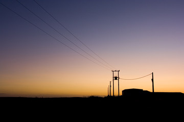 Fototapeta na wymiar sunset power wires