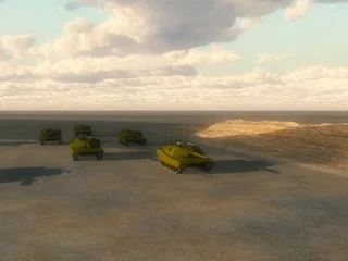 Fotobehang Soldaten Veel tanks 4