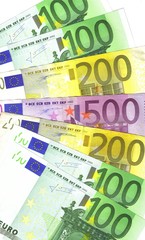 range of most important euro banknotes