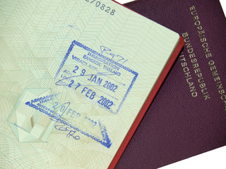 Timbre thailandais et passeport allemand