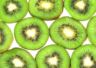 Kiwi fruit slices isolated on white background