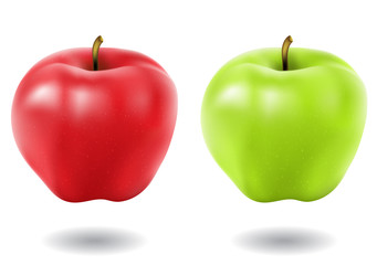 red and green apples isolated on a white background