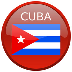 Cuba Flag on shiny red Circle