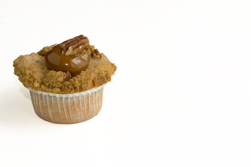 Pecan Cupcake isolated on white