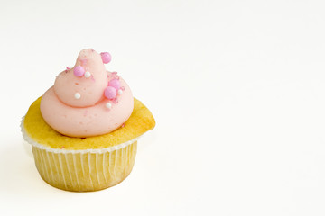 Pink Frosted Cupcake with Sugar Balls
