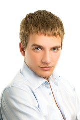 Handsome young man isolated on white background