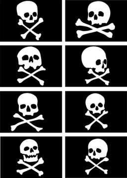 pirate flags with skulls and crossbones vector illustration