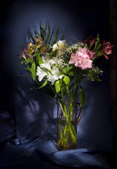 Still Life with flowers, painted light brush