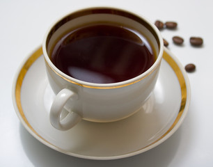 Cup with hot coffee