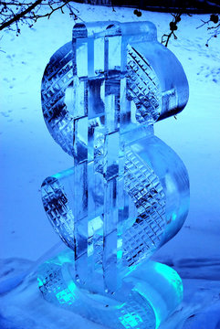 ice sculpture of dollar