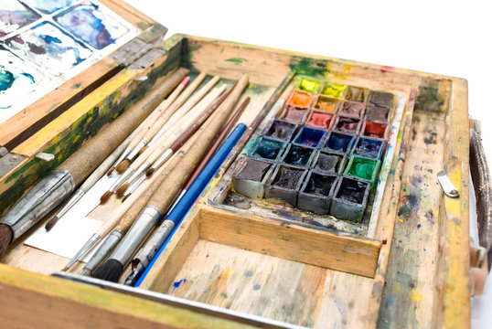 brushes and colour-box