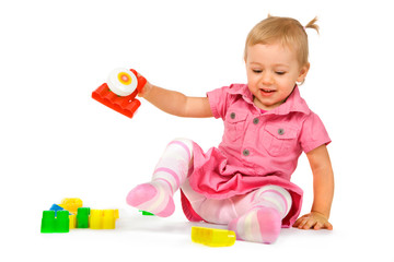Baby girl with blocks